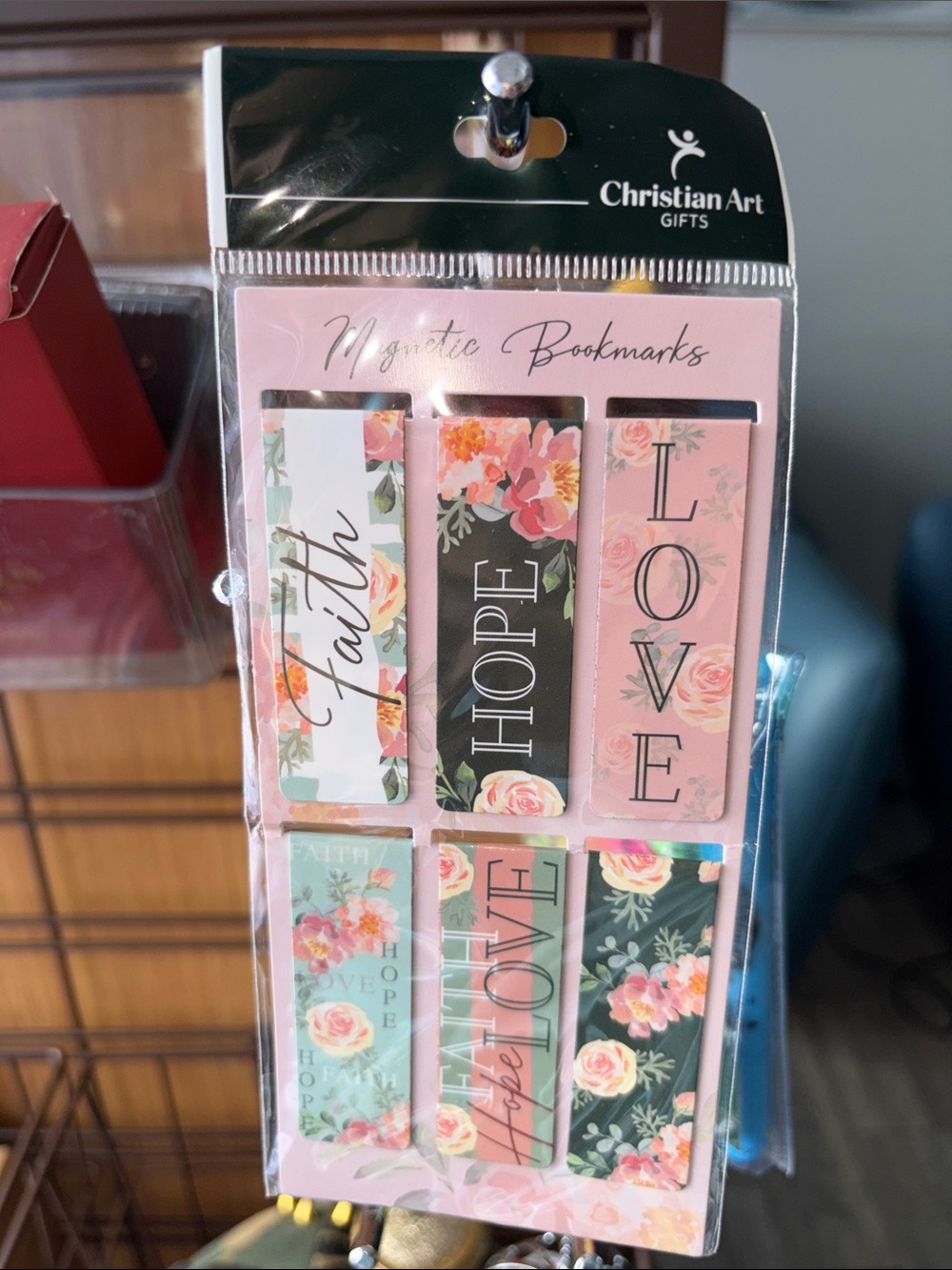 Christian Art Floral Magnetic Bookmarks – Pink and Green Set